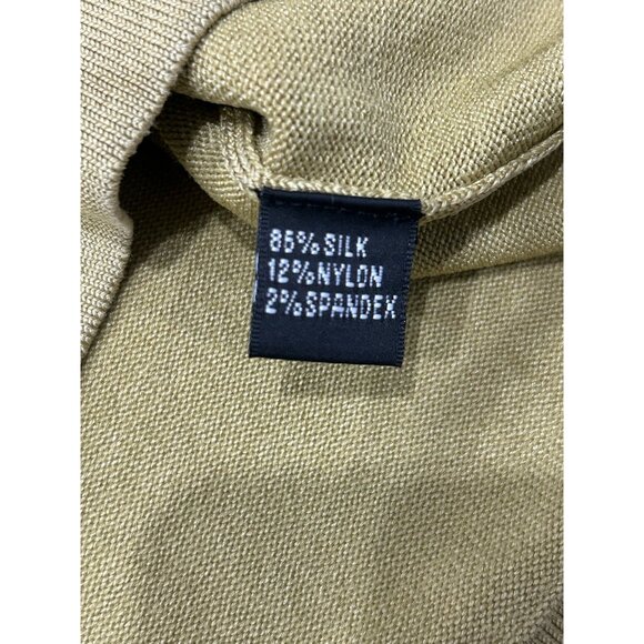 Linda Allard Ellen Tracy V Neck Knit Top Olive Green Silk Blend Sz Small - Picture 6 of 9